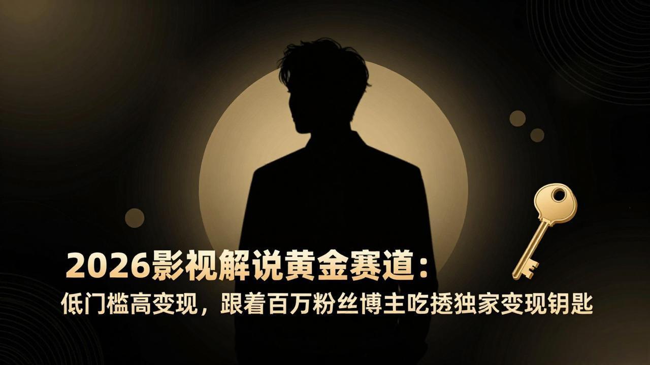2026影视解说黄金赛道：低门槛高变现，跟着百万粉丝博主吃透独家变现钥匙-hcnxn
