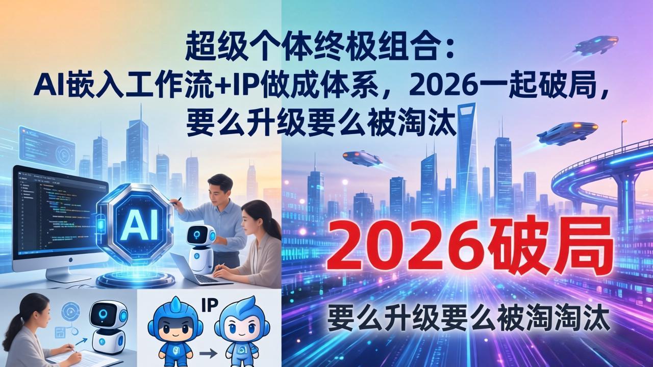 超级个体终极组合：AI嵌入工作流+IP做成体系，2026一起破局，要么升级要么被淘汰-hcnxn