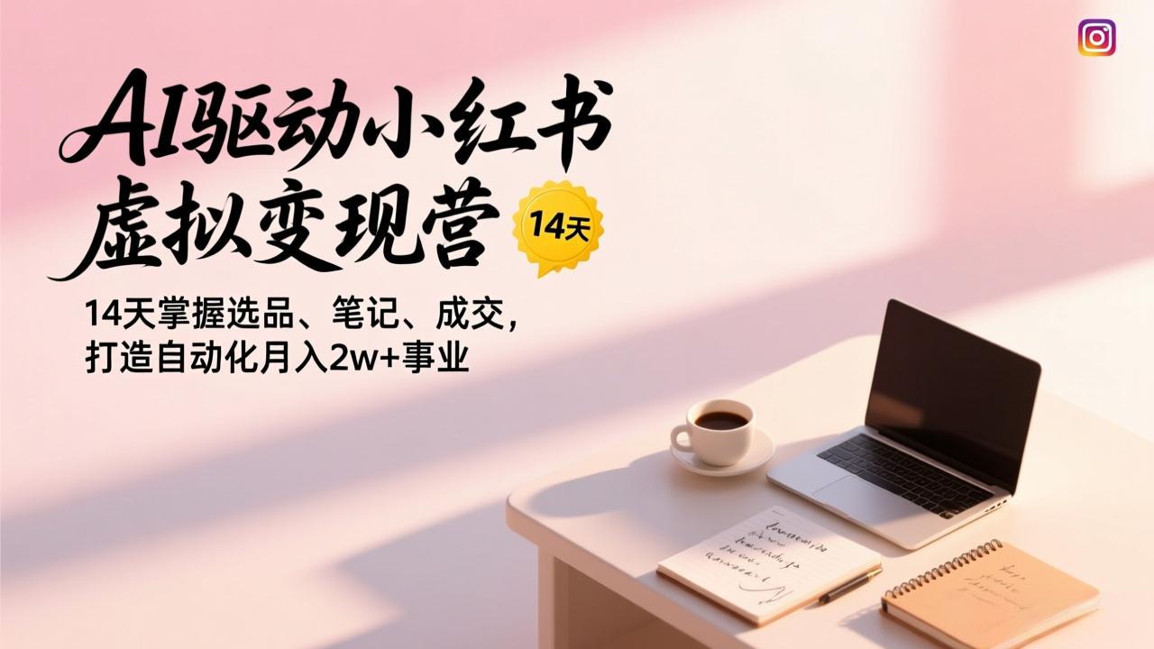 AI驱动小红书虚拟变现营，14天掌握选品、笔记、成交，打造自动化月入2w+事业-hcnxn