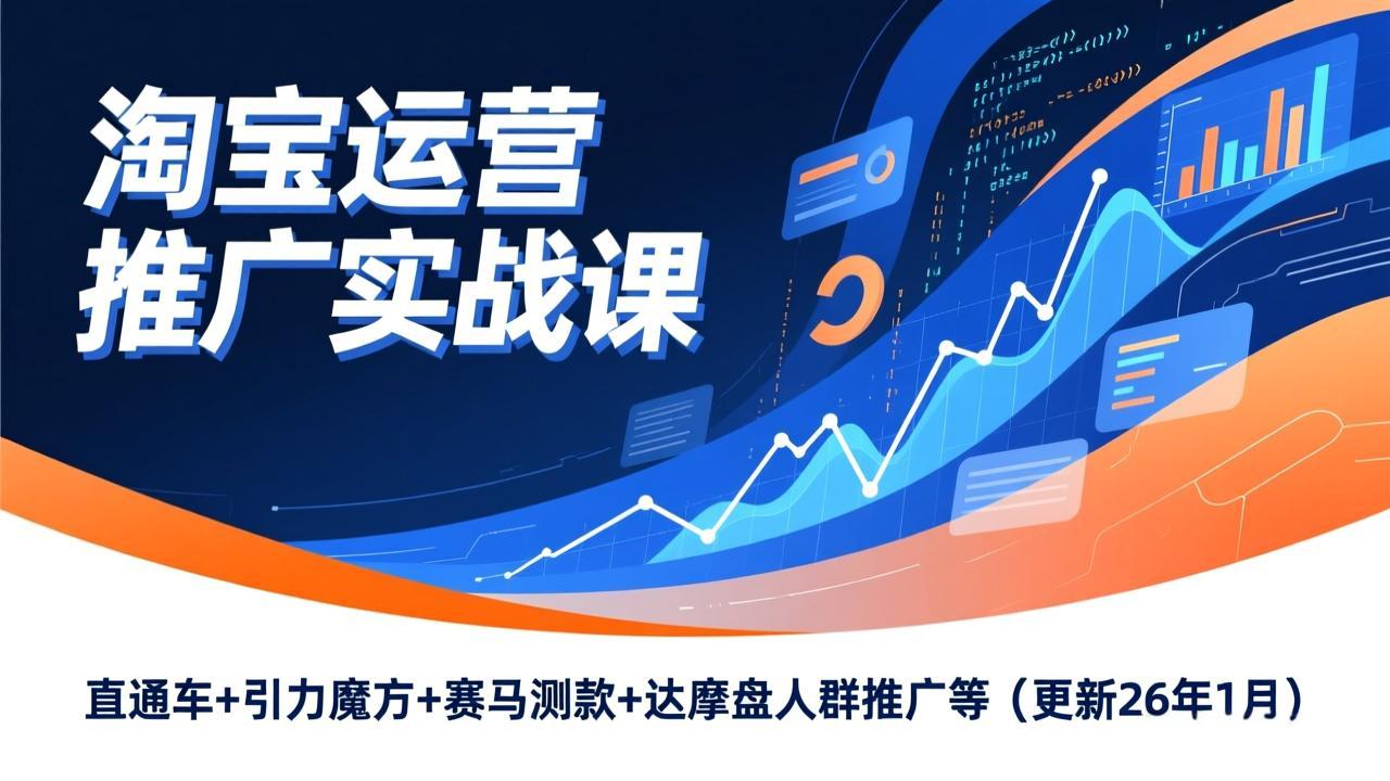 淘宝运营推广实战课，直通车+引力魔方+赛马测款+达摩盘人群推广等(更新26年1月-hcnxn