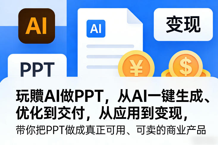 玩賺AI做PPT，从AI一键生成、优化到交付，从应用到变现，带你把PPT做成真正可用、可卖的商业产品-hcnxn