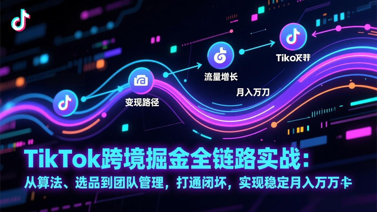 TikTok跨境掘金全链路实战：从算法、选品到团队管理，打通闭环，实现稳定月入万刀-hcnxn
