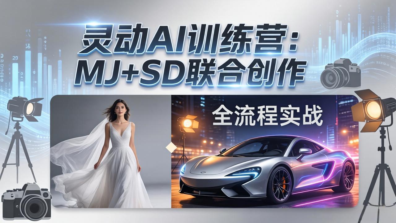 灵动AI训练营-3.0课程：MJ+SD联合创作，从婚纱大片到汽车广告，摄影后期全流程实战-hcnxn