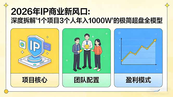 2026年IP商业新风口：深度拆解“1个项目3个人年入1000W”的极简超盘全模型-hcnxn