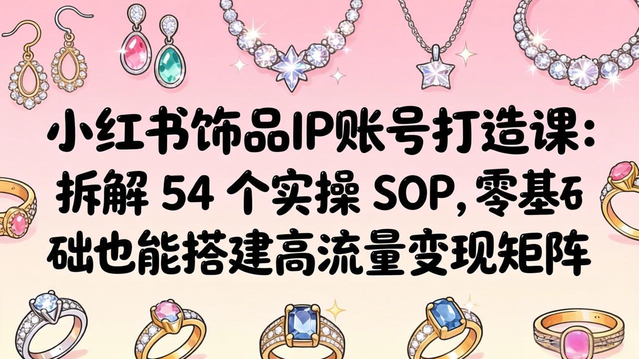 小红书饰品IP账号打造课：拆解 54 个实操 SOP，零基础也能搭建高流量变现矩阵-hcnxn