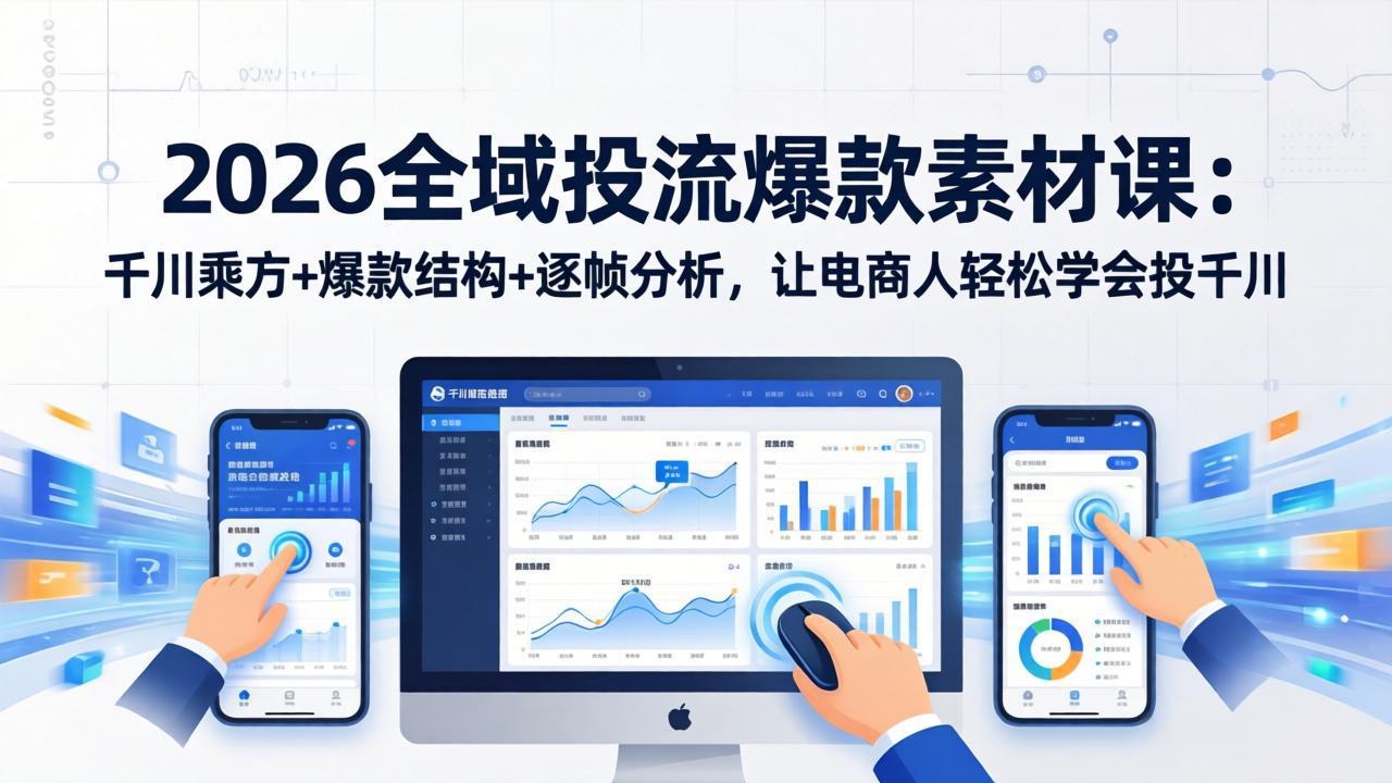 2026全域投流爆款素材课：千川乘方+爆款结构+逐帧分析，让电商人轻松学会投千川-hcnxn