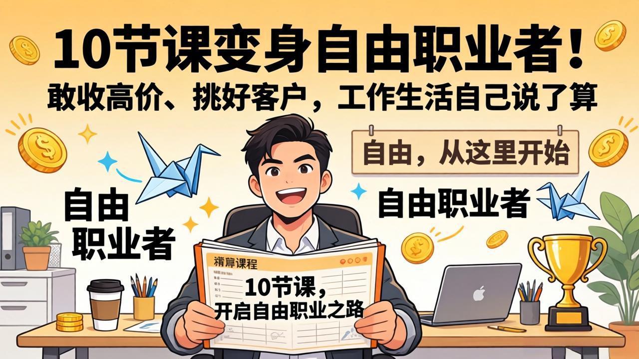 10 节课变身自由职业者！敢收高价、挑好客户，工作生活自己说了算-hcnxn