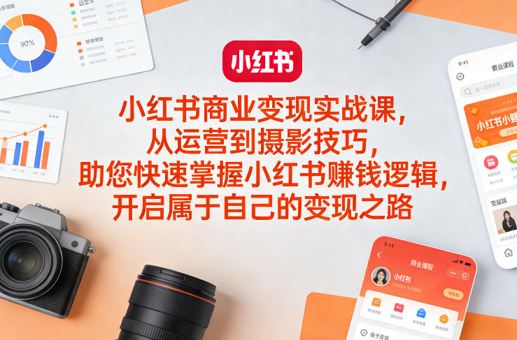 小红书商业变现实战课，从运营到摄影技巧，助您快速掌握小红书賺钱逻辑，开启属于自己的变现之路-hcnxn
