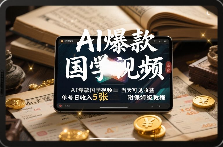 AI爆款国学视频，独家起号方法，小白直接上手，当天可见收益，单号日收入5张+附保姆级教程-hcnxn
