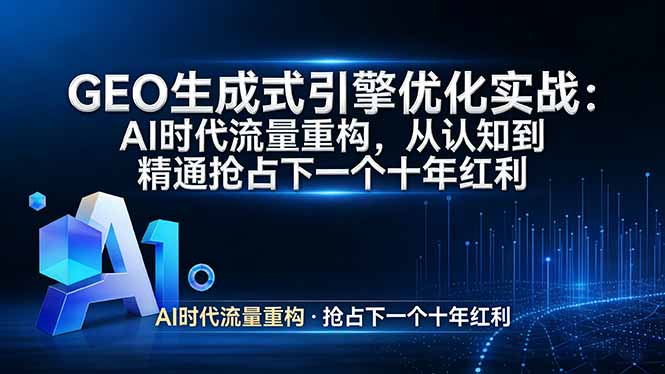 GEO 生成式引擎优化实战：AI时代流量重构，从认知到精通抢占下一个十年红利-hcnxn
