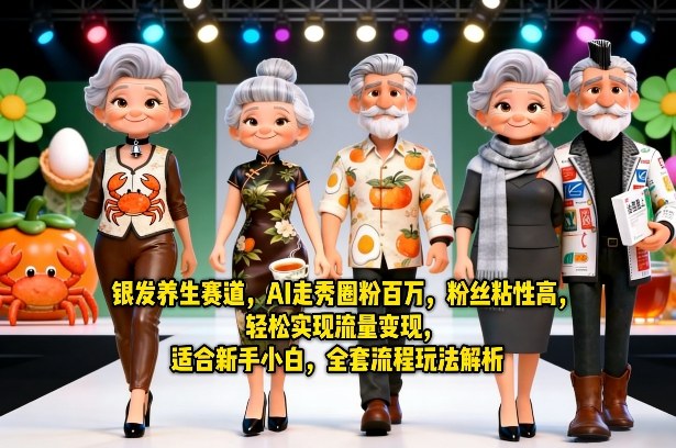 银发养生赛道，AI走秀圈粉百万，粉丝粘性高，轻松实现流量变现，适合新手小白，全套流程玩法解析-hcnxn