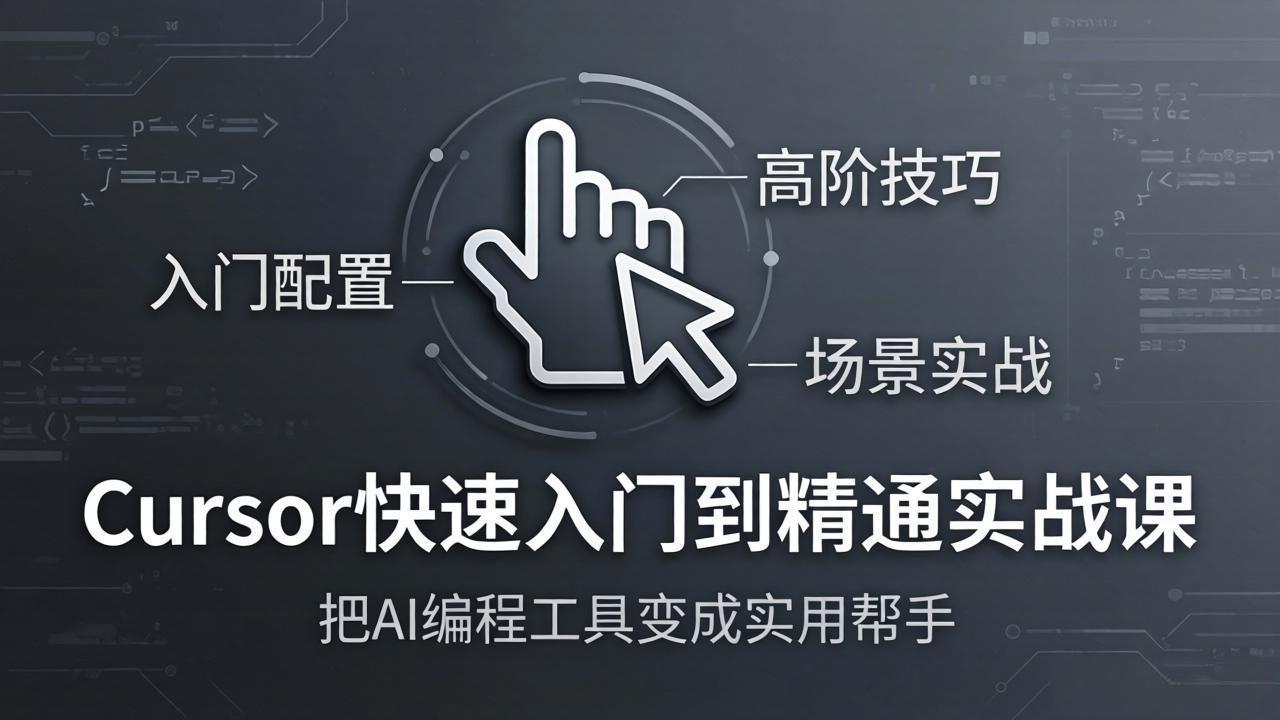 Cursor快速入门到精通实战课：入门配置+高阶技巧+场景实战，把AI编程工具变成实用帮手-hcnxn
