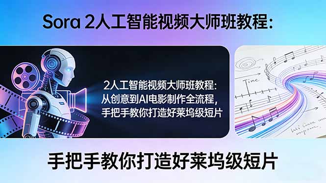 Sora 2人工智能视频大师班教程：从创意到AI电影制作全流程，手把手教你打造好莱坞级短片-hcnxn