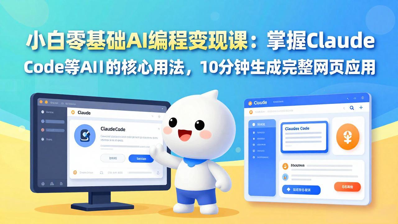 小白零基础AI编程变现课：掌握Claude Code等AI工具的核心用法，10分钟生成完整网页应用-hcnxn