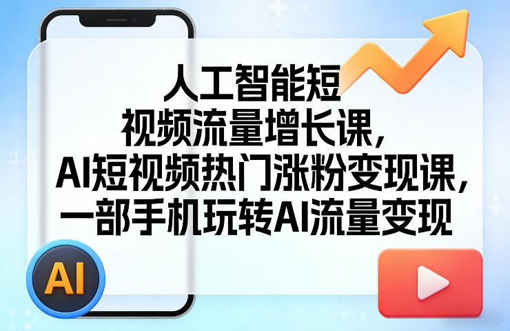 人工智能短视频流量增长课，AI短视频热门涨粉变现课，一部手机玩转AI流量变现-hcnxn
