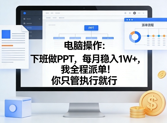 电脑操作：下班做PPT，每月稳入1W+，我全程派单！你只管执行就行【揭秘】-hcnxn