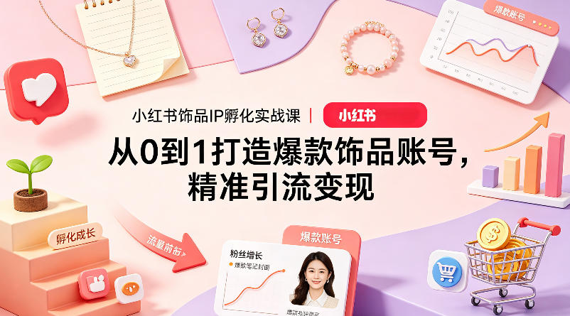 小红书饰品IP孵化实战课｜从0到1打造爆款饰品账号，精准引流变现-hcnxn