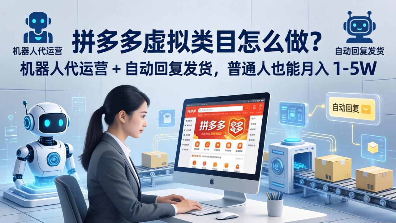 拼多多虚拟类目怎么做？机器人代运营 + 自动回复发货，普通人也能月入 1-5W-hcnxn