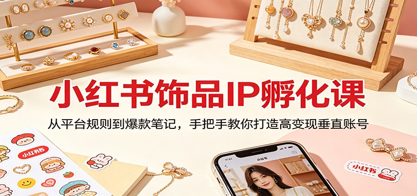 小红书饰品IP孵化课：从平台规则到爆款笔记，手把手教你打造高变现垂直账号-hcnxn