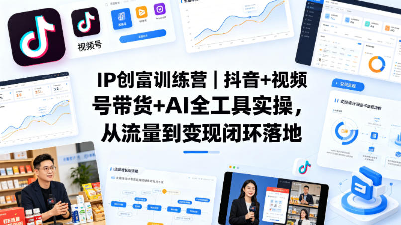 IP创富训练营｜抖音+视频号带货+AI全工具实操，从流量到变现闭环落地-hcnxn