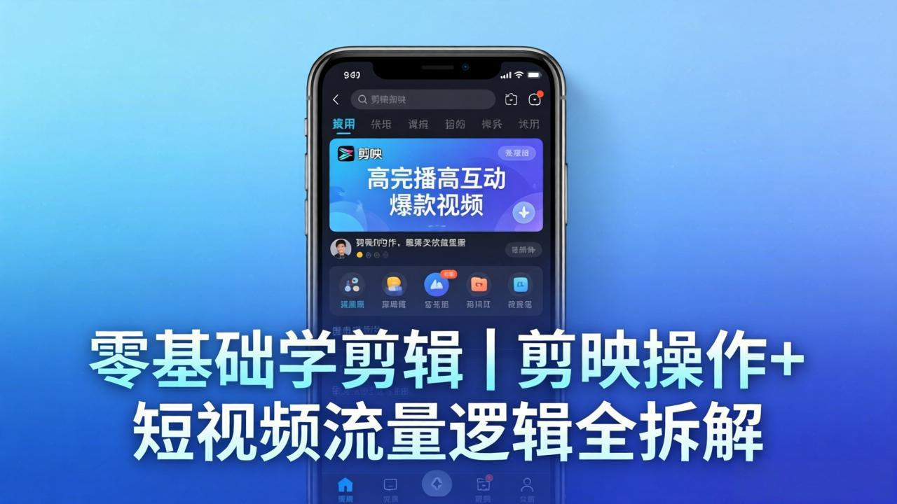 【零基础学剪辑】剪映操作+短视频流量逻辑全拆解｜手把手教你剪出高完播高互动爆款视频-hcnxn