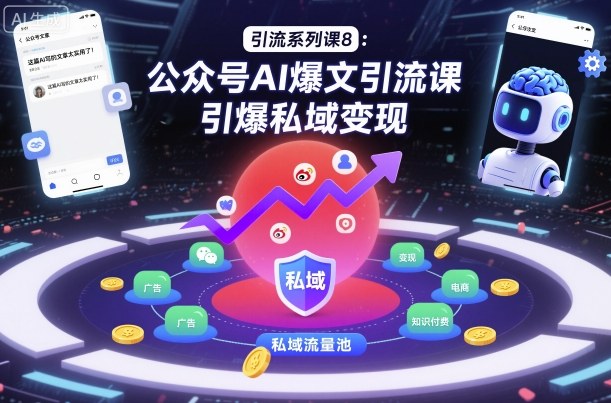 引流系列课8：公众号AI爆文引流课，引爆私域变现-hcnxn