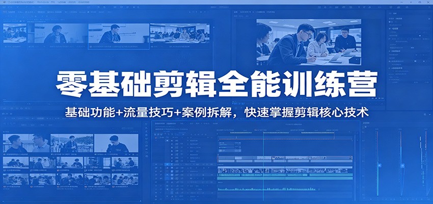 零基础剪辑全能训练营：基础功能+流量技巧+案例拆解，快速掌握剪辑核心技术-hcnxn