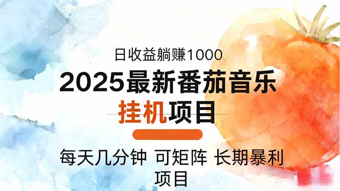 2025年最新番茄音乐人挂机项目，每天几分钟，月入1000＋，可矩阵，一台...-hcnxn