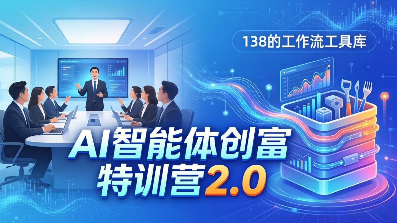 AI智能体创富训练营2.0：3天闭门直播+视频课+工具库，从0到1搭建智能体附138个工作流-hcnxn