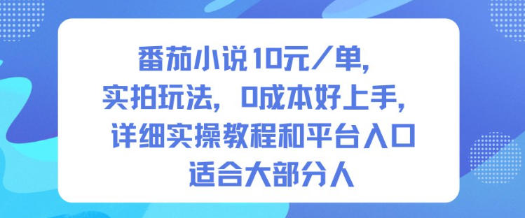 番茄小说10米每单，实拍玩法，0成本好上手，详细实操教程和平台入口适合大部分人-hcnxn