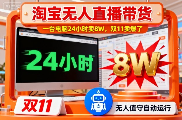 淘宝无人直播带货，一台电脑214小时卖8W，双11卖爆了【揭秘】-hcnxn