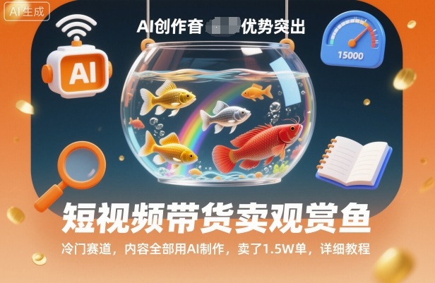 短视频带货卖观赏鱼，冷门赛道，内容全部用AI制作，卖了1.5W单，详细教程-hcnxn
