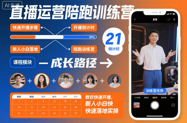 直播运营陪跑训练营，教你快速开播，新人小白快速落地实操-hcnxn
