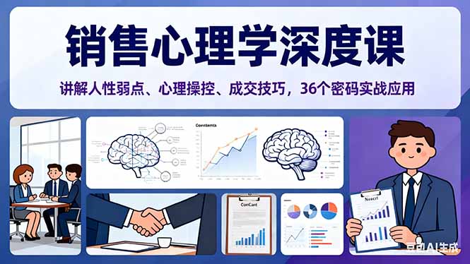 销售心理学深度课，讲解人性弱点、心理操控、成交技巧，36个密码实战应用-hcnxn