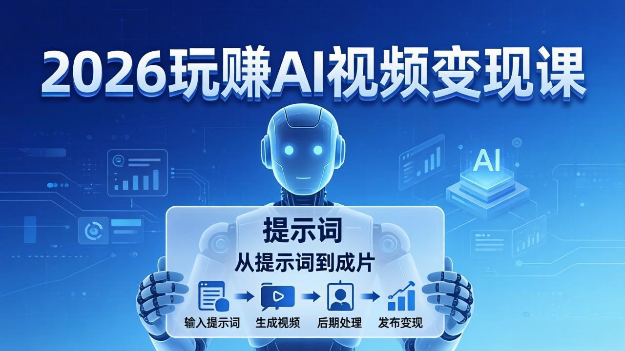 2026玩赚AI视频变现课：掌握 AI 视频全流程技能，从提示词到成片高效产出-hcnxn