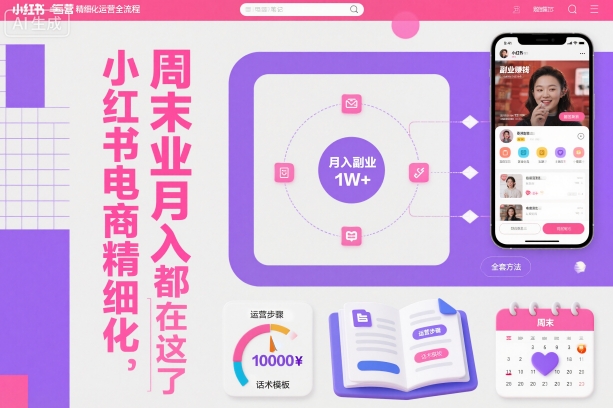 小红书电商精细化运营全流程，周末副业月入1W+，全套方法都在这了-hcnxn