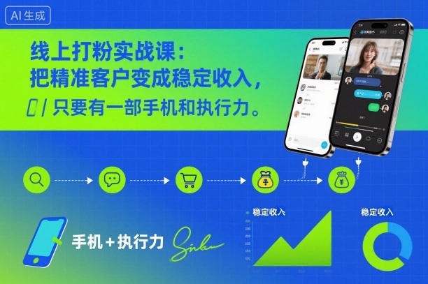 线上打粉实战课：把精准客户变成稳定收入，只要有一部手机和执行力-hcnxn