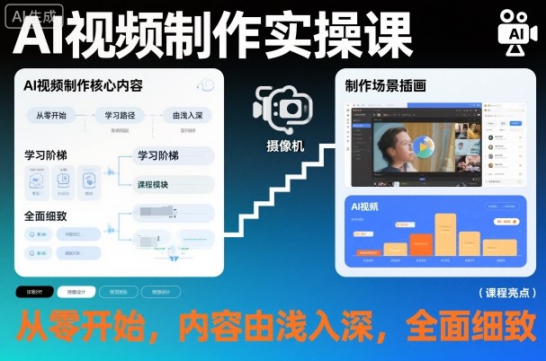 AI视频制作实操课，从零开始，内容由浅入深，全面细致-hcnxn