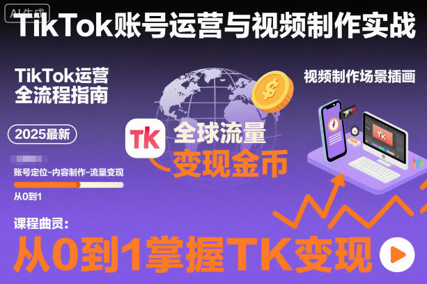 2025最新TikTok账号运营与视频制作实战全流程，从0到1掌握TK变现(含11月最新TK搬运技术)-hcnxn