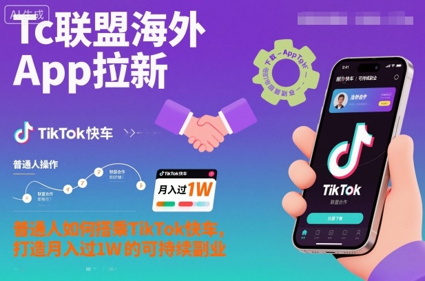 Tc联盟海外App拉新：普通人如何搭乘TikTok快车，打造月入过1W的可持续副业-hcnxn