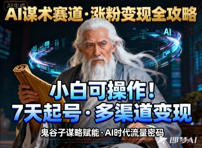 AI谋术赛道，涨粉快速，变现方式多样，小白可操作-hcnxn