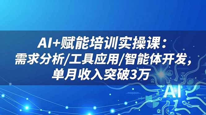 AI+赋能培训实操课：需求分析/工具应用/智能体开发，单月收入突破3万-hcnxn
