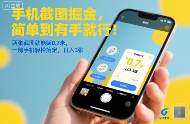手机截图掘金，简单到有手就行！两张截图就能賺0.7米，一部手机轻松搞定，日入3张【揭秘】-hcnxn