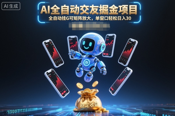 AI全自动交友掘金项目，全自动挂G可矩阵放大，单窗口轻松日入30+【揭秘】-hcnxn