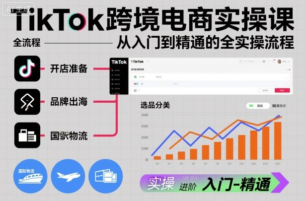 TikTok跨境电商实操课，从入门到精通的全实操流程-hcnxn