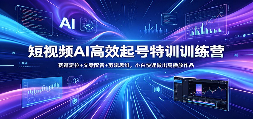 短视频AI高效起号特训训练营：赛道定位+文案配音+剪辑思维，小白快速做出高播放作品-hcnxn