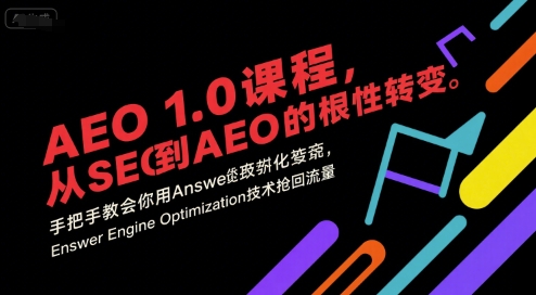 AEO 1.0 课程，从SEO到AE0的基命性转变，手把手教会你用AnswerEngineOptimization技术抢回流量(更新)-hcnxn