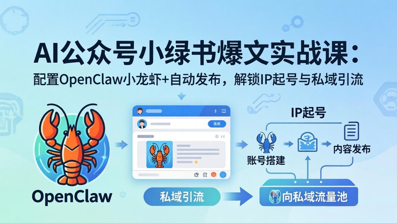 AI公众号小绿书变现实战课：小绿书爆文写作+OpenClaw自动发布，解锁IP起号与私域引流-hcnxn
