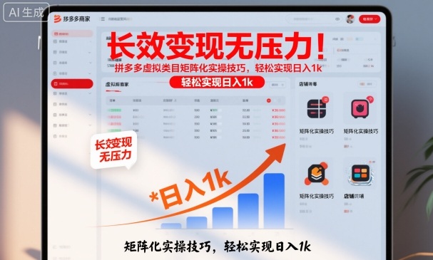 长效变现无压力！拼多多虚拟类目矩阵化实操技巧，轻松实现日入1k【揭秘】-hcnxn