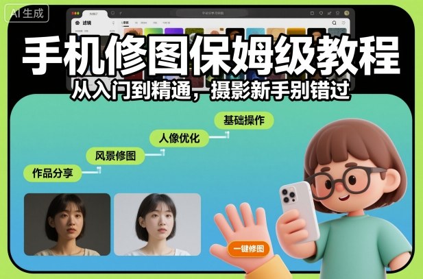 手机修图保姆级教程，从入门到精通，摄影新手别错过-hcnxn